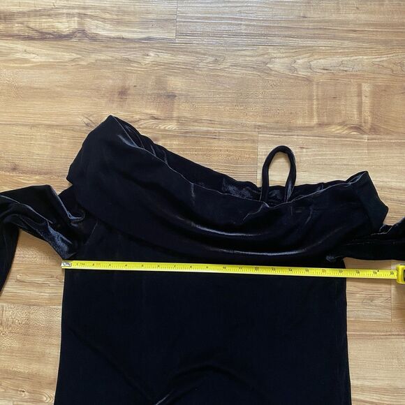 WAVERLY GREY S Black Velvet Off Shoulder Asymmetrical Blouse Whimsigoth Evening - Picture 11 of 15